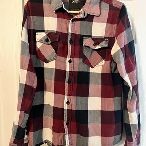 Vans Red and Black Plaid Casual Button Down Shirt